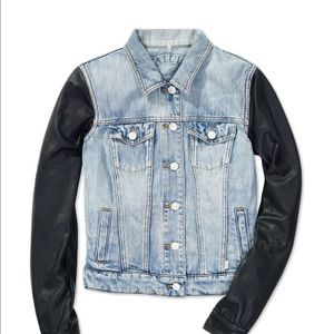 TALULA DENIM JACKET W/ LEATHER SLEEVES